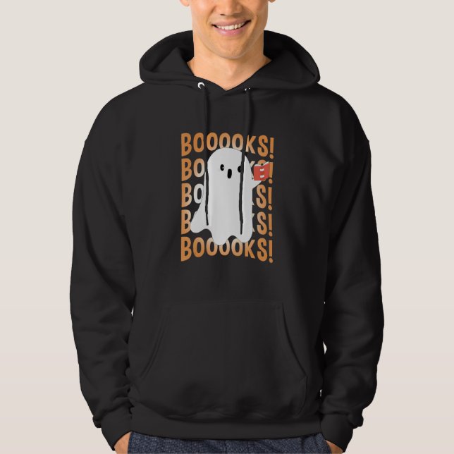 Halloween Booooks Ghost Reading Boo Read Books Lib Hoodie (Framsida)