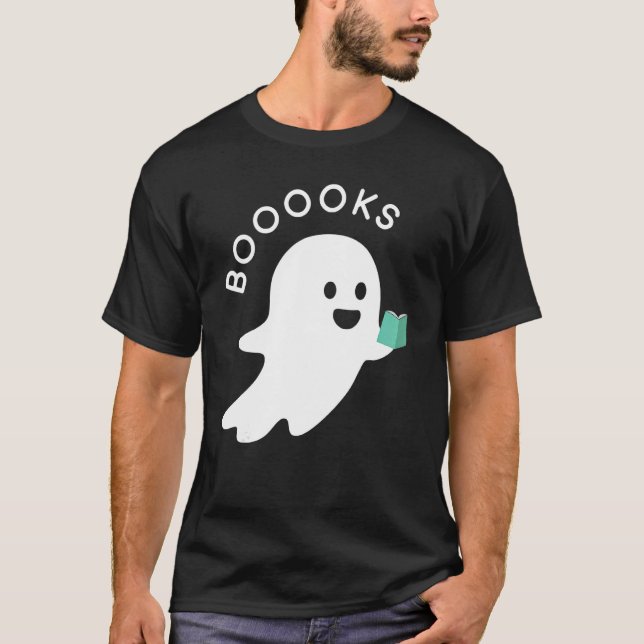 Halloween Booooks Ghost Reading Boo Read Books Lib T Shirt (Framsida)