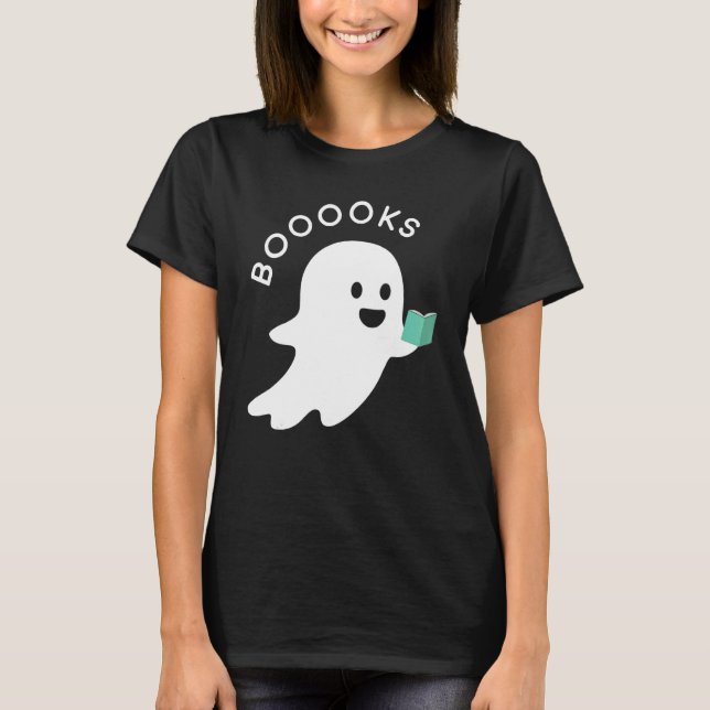 Halloween Booooks Ghost Reading Boo Read Books Lib T Shirt (Framsida)