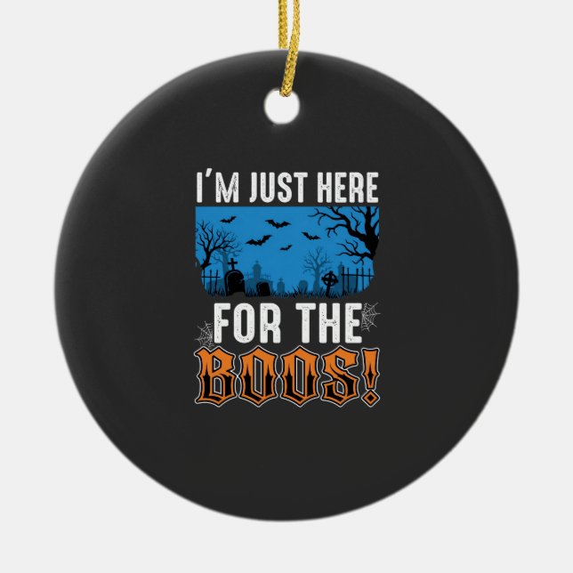Halloween Boos Ghost Graveyard Vector Design_1 Julgransprydnad Keramik (Framsidan)