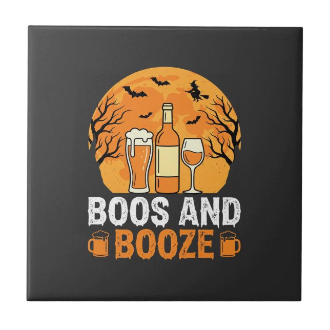 Halloween Boos och sprit-dryckesfest Design Kakelplatta (Framsidan)