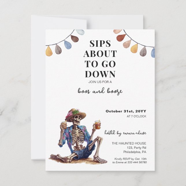 Halloween Boos och Sprit vuxen Party skelettet Meddelande (Framsida)