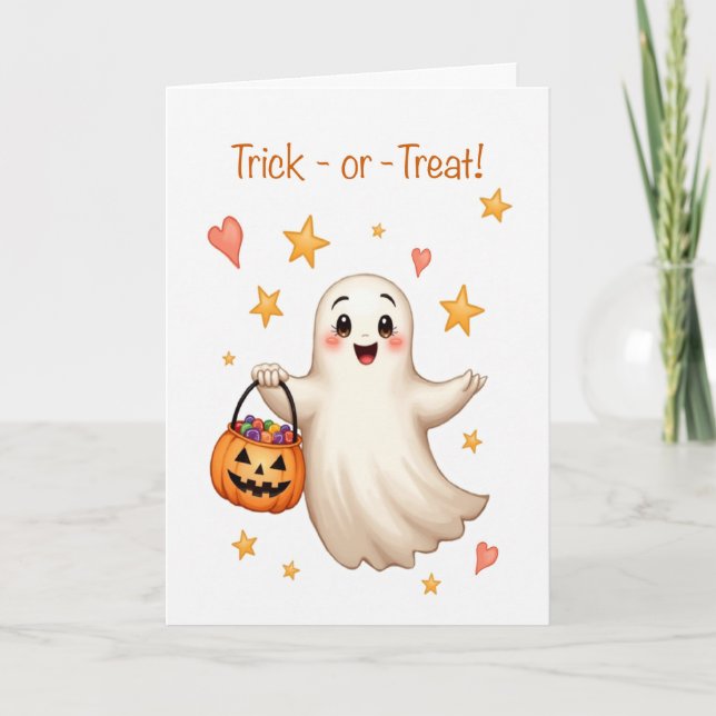 Halloween Bootiful Tjej Bus eller Godis Söt Tjej Kort (Framsida)