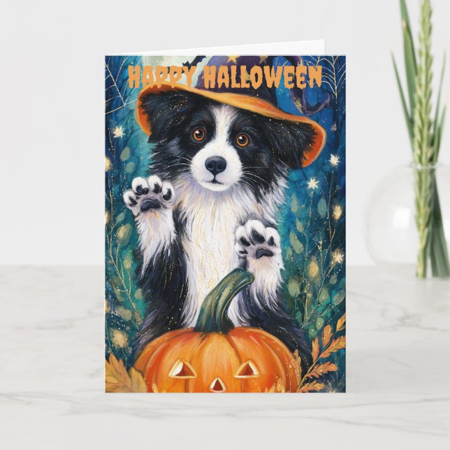 Halloween Border Collie Dog Helgkort (Framsida)