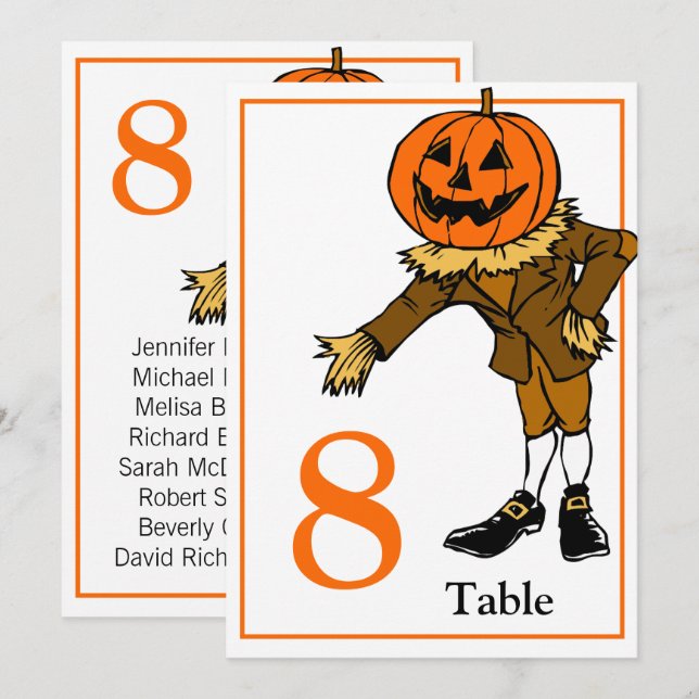Halloween Bordsnummer-kort 5 x 7 Inbjudningar (Fram/baksida)