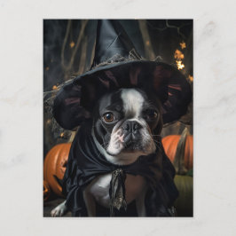Halloween Boston Terrier Hund Postcard Vykort