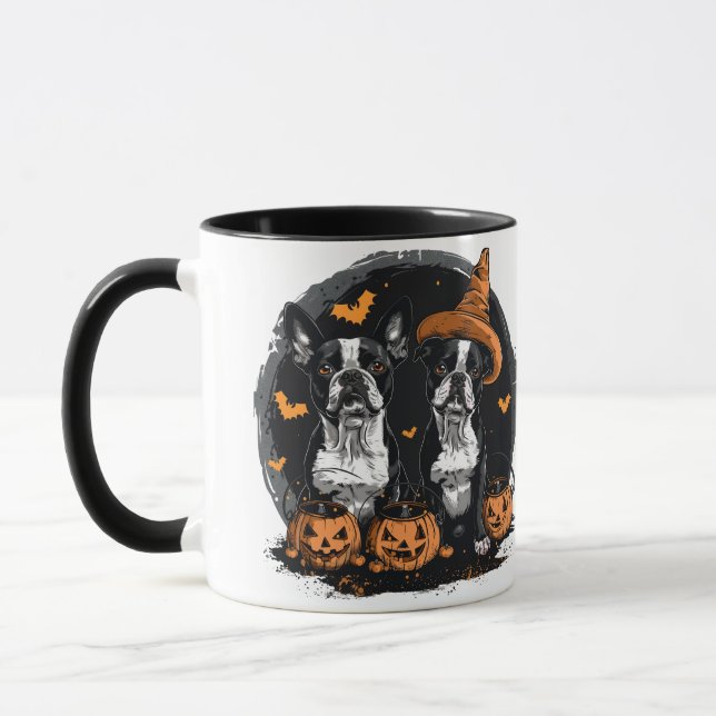 Halloween Boston Terrier Hundar Mugg (Vänster)