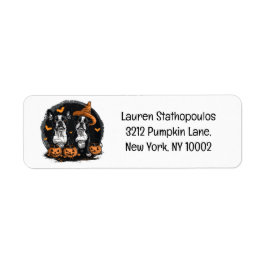 Halloween Boston Terrier Hundar Returadress Etikett