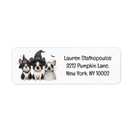 Halloween Boston Terrier Hundar Returadress Etikett
