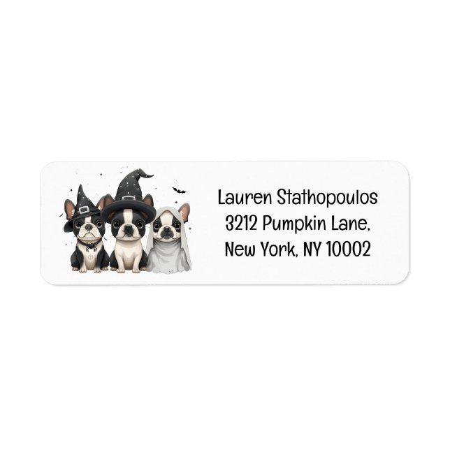 Halloween Boston Terrier Hundar Returadress Etikett (Framsidan)