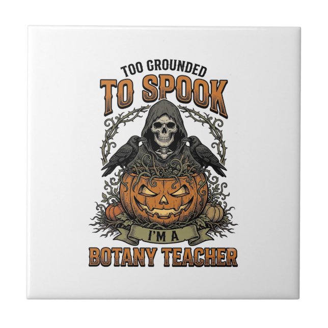 Halloween Botaniklärare Vintage Gravyr Pumpa Kakelplatta (Framsidan)