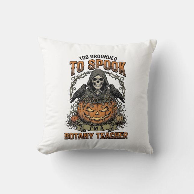 Halloween Botaniklärare Vintage Gravyr Pumpa Kudde (Framsida)