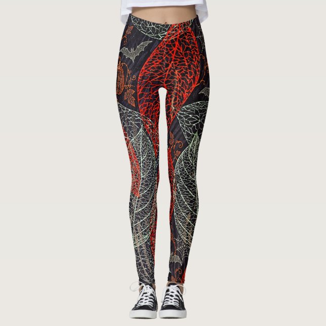 Halloween botaniska leggingar med pumpor & fladder leggings (Framsida)