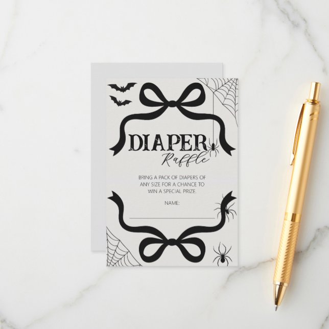 Halloween Bow Baby Shower Diaper Raffle Tilläggskort (Fram/Back In Situ)