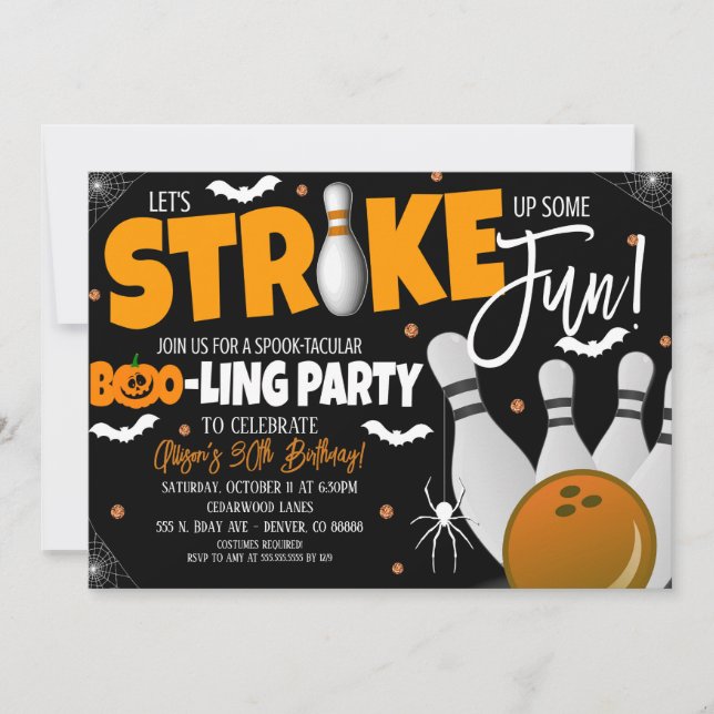 Halloween Bowling Party-inbjudan Inbjudningar (Framsida)