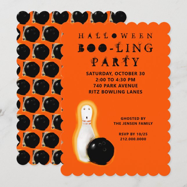 Halloween Bowling Party Invitations Inbjudningar (Fram/baksida)