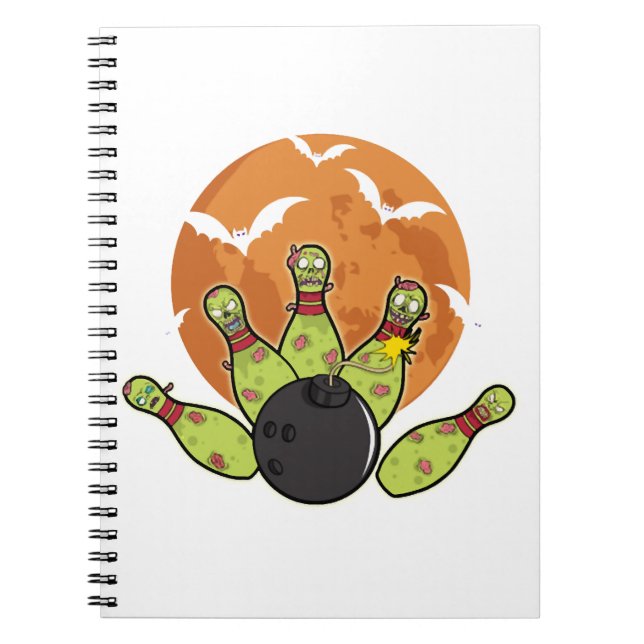 Halloween Bowling Zombie Stift Fladdermöss Bowlare Anteckningsbok (Framsidan)