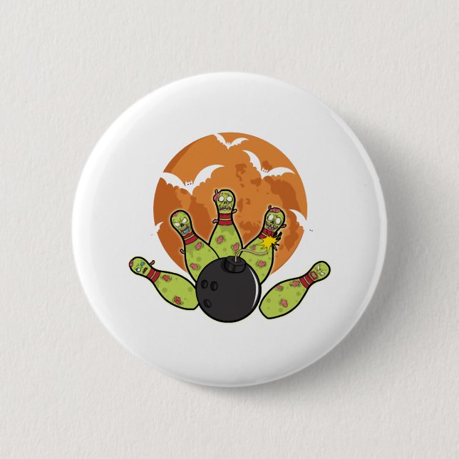 Halloween Bowling Zombie Stift Fladdermöss Bowlare Knapp (Framsida)