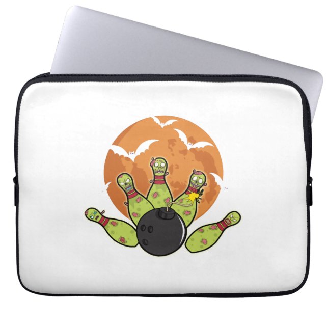 Halloween Bowling Zombie Stift Fladdermöss Bowlare Laptop Fodral (Framsidan)