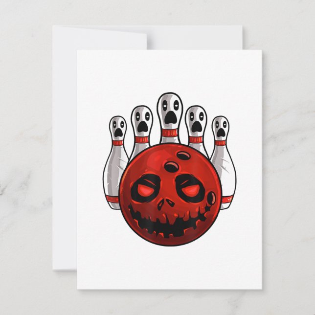 Halloween Bowlings Skålare Bowlingween Puns T-Shir Inbjudningar (Framsida)