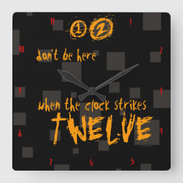 Halloween boxas kuslig kuslig konst svart orange fyrkantig klocka