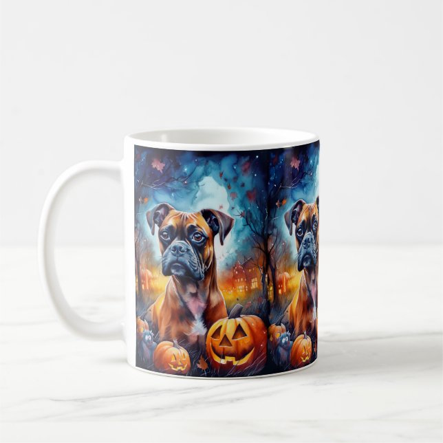 Halloween Boxer med pumpor Kaffemugg (Vänster)