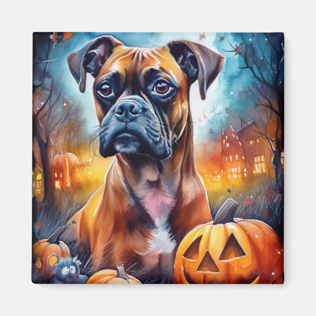 Halloween Boxer med pumpor Magnet (Framsidan)
