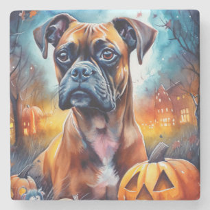 Halloween Boxer med pumpor Stenunderlägg