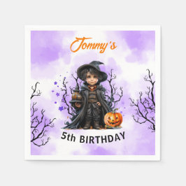 Halloween Boy Birthday Cute Little Wizard Napkins Pappersservett