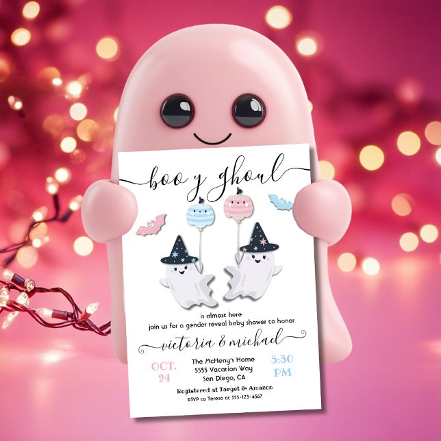 Halloween Boy eller Ghoul Ghost Baby Shower Reveal Inbjudningar (Skapare uppladdad)