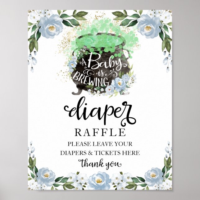Halloween Boy Shower Diaper Raffle Game Sign Poster (Framsidan)