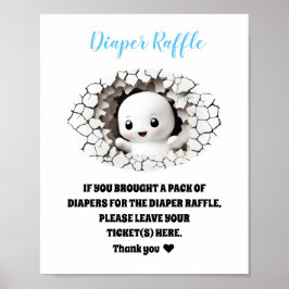 Halloween Boy Shower Ghost Diaper Raffle Sign Poster