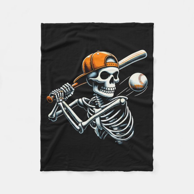 Halloween Boys Batting Skeleton Baseball  Fleecefilt (Framsidan)