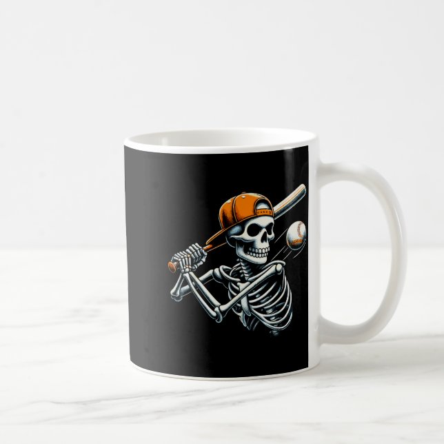 Halloween Boys Batting Skeleton Baseball  Kaffemugg (Höger)