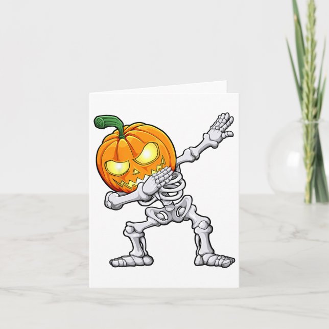Halloween Boys Dabbing Skeleton Scary Pumpkin Jack Kort (Framsida)