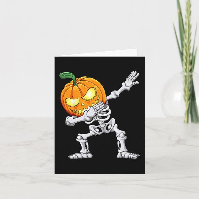 Halloween Boys Dabbing Skeleton Scary Pumpkin Jack Kort (Framsida)