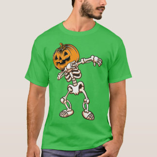 Halloween Boys Dabbing Skeleton Scary Pumpkin Jack T Shirt