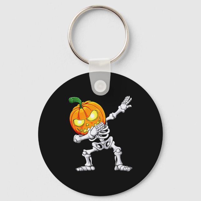 Halloween Boys Dabbing Skeleton Y Pumpkin Jack O L Nyckelring (Framsida)