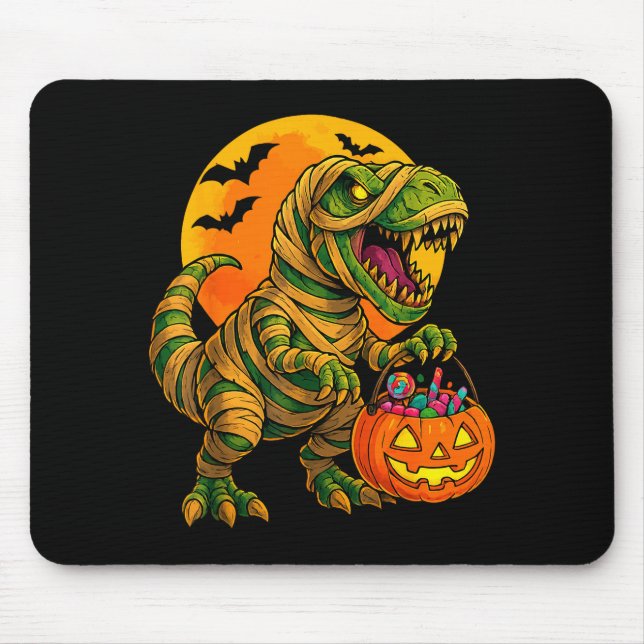 Halloween Boys Dinosaur Mummy T Rex Y Pumpkin Moon Musmatta (Framsidan)