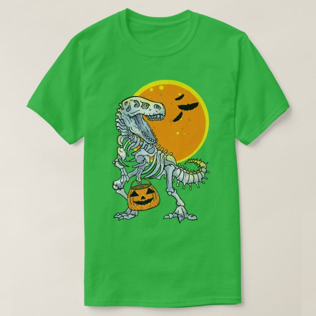 Halloween Boys Dinosaur Skeleton T re Scary Pumpki Shirt (Design framsida)