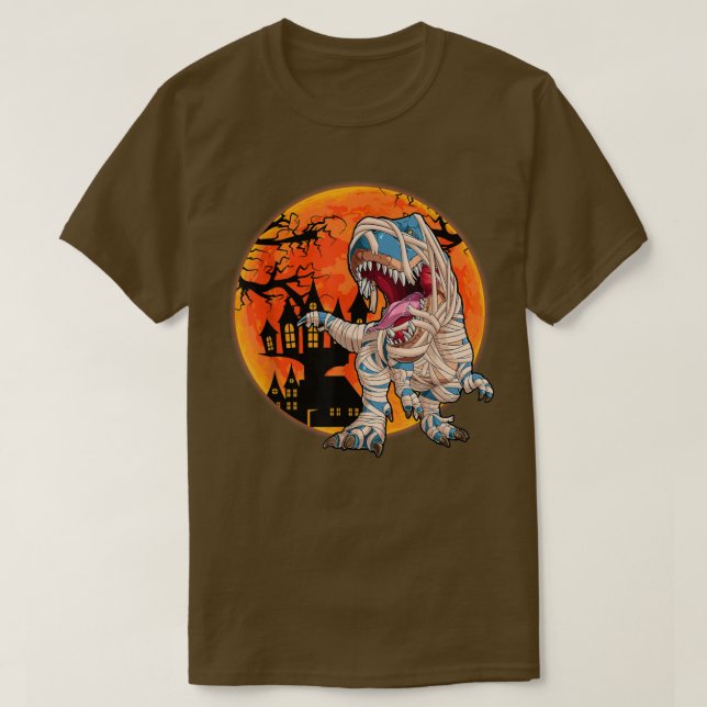 Halloween Boys Dinosaur Skeleton T rex Scary Pumpk Shirt (Design framsida)