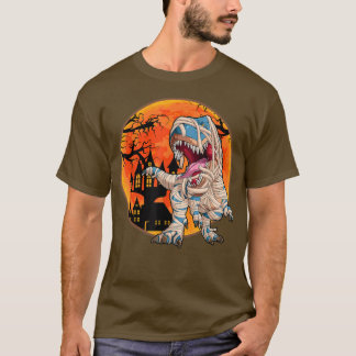 Halloween Boys Dinosaur Skeleton T rex Scary Pumpk Shirt