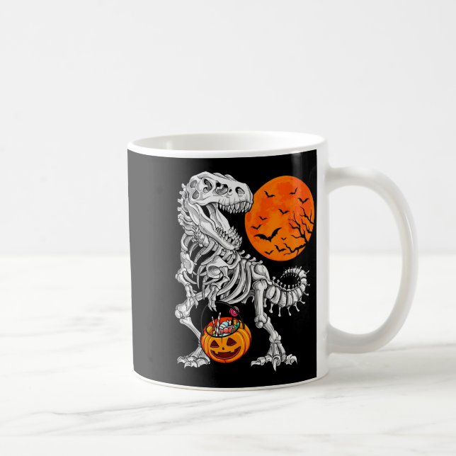 Halloween Boys Dinosaur Skeleton T Rex Y Pumpkin M Kaffemugg (Höger)