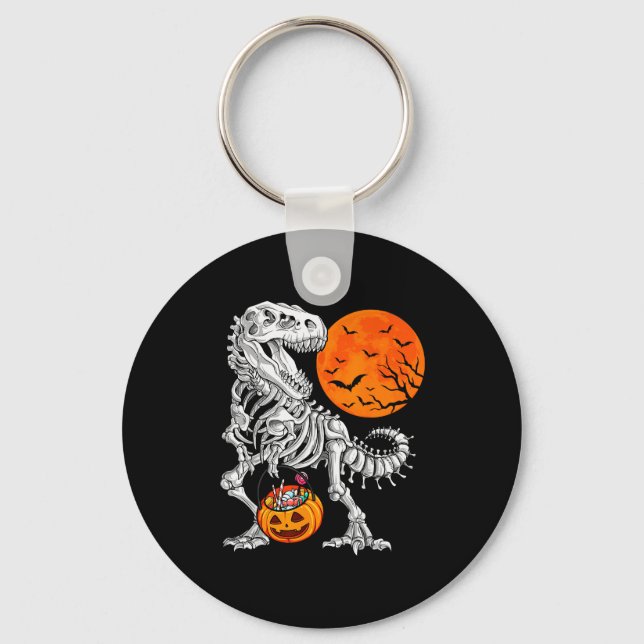 Halloween Boys Dinosaur Skeleton T Rex Y Pumpkin M Nyckelring (Framsida)