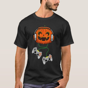 Halloween Boys Gamers Coola Pumpkin Play Vid T Shirt