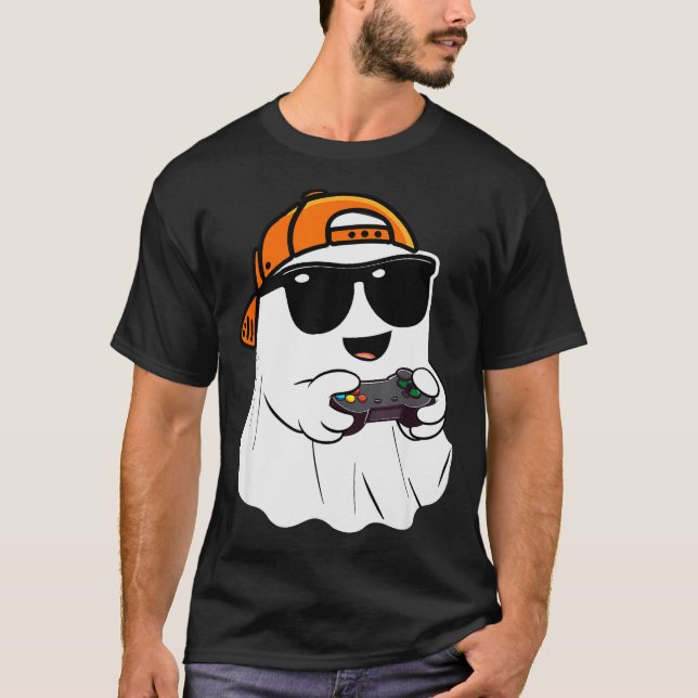 Halloween Boys Kids Ghost Gamer Y Costume Gaming M T Shirt (Framsida)