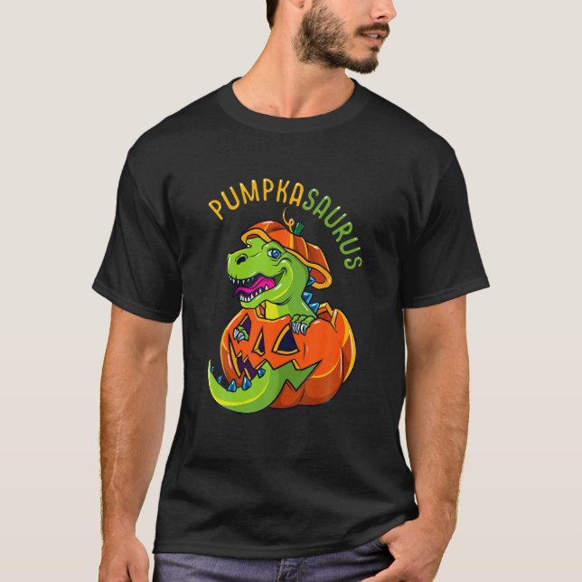 Halloween Boys Men Pumpkasaurus Dinosaur Pumpkin F T Shirt (Framsida)