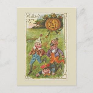 Halloween Boys och Jack O'Lantern Vintage Vykort
