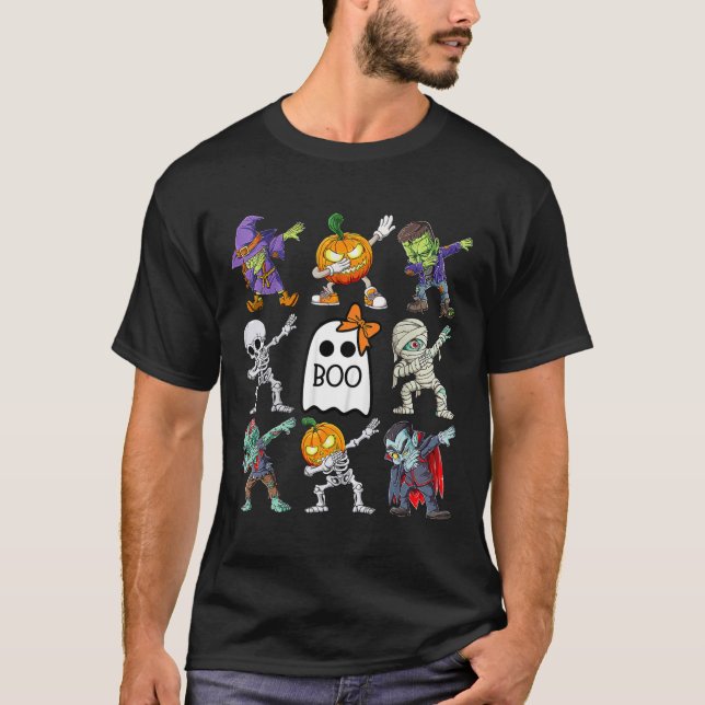 Halloween Boys Skeleton Zombie Pumpkin Unique Boo T Shirt (Framsida)