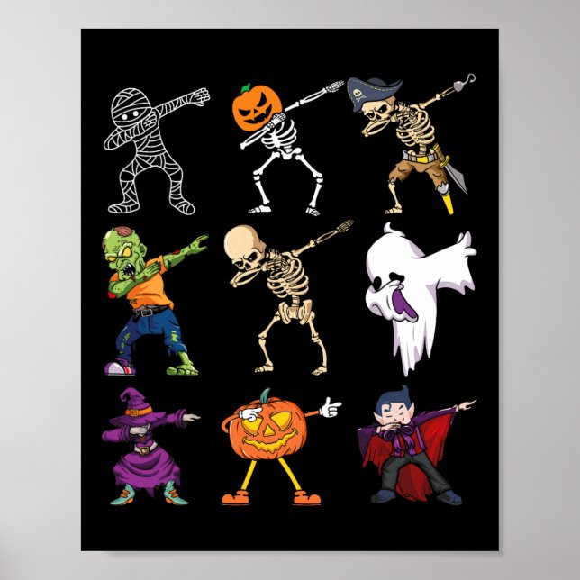 Halloween Boys Skeleton Zombie Scary Pumpkin Mummy Poster (Framsidan)